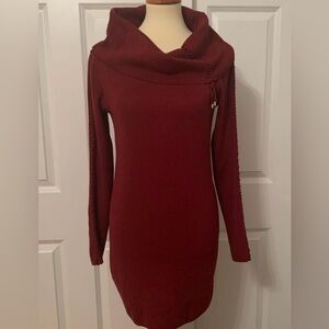 White House Black Market Maroon Knit Sweater Dress